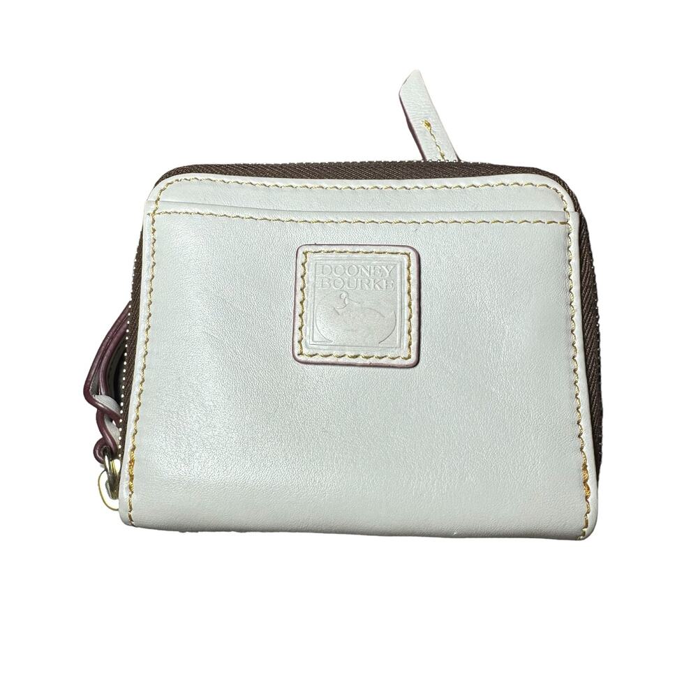 Dooney & Bourke Florentine Small Zip Around Wallet ecru Italian leather